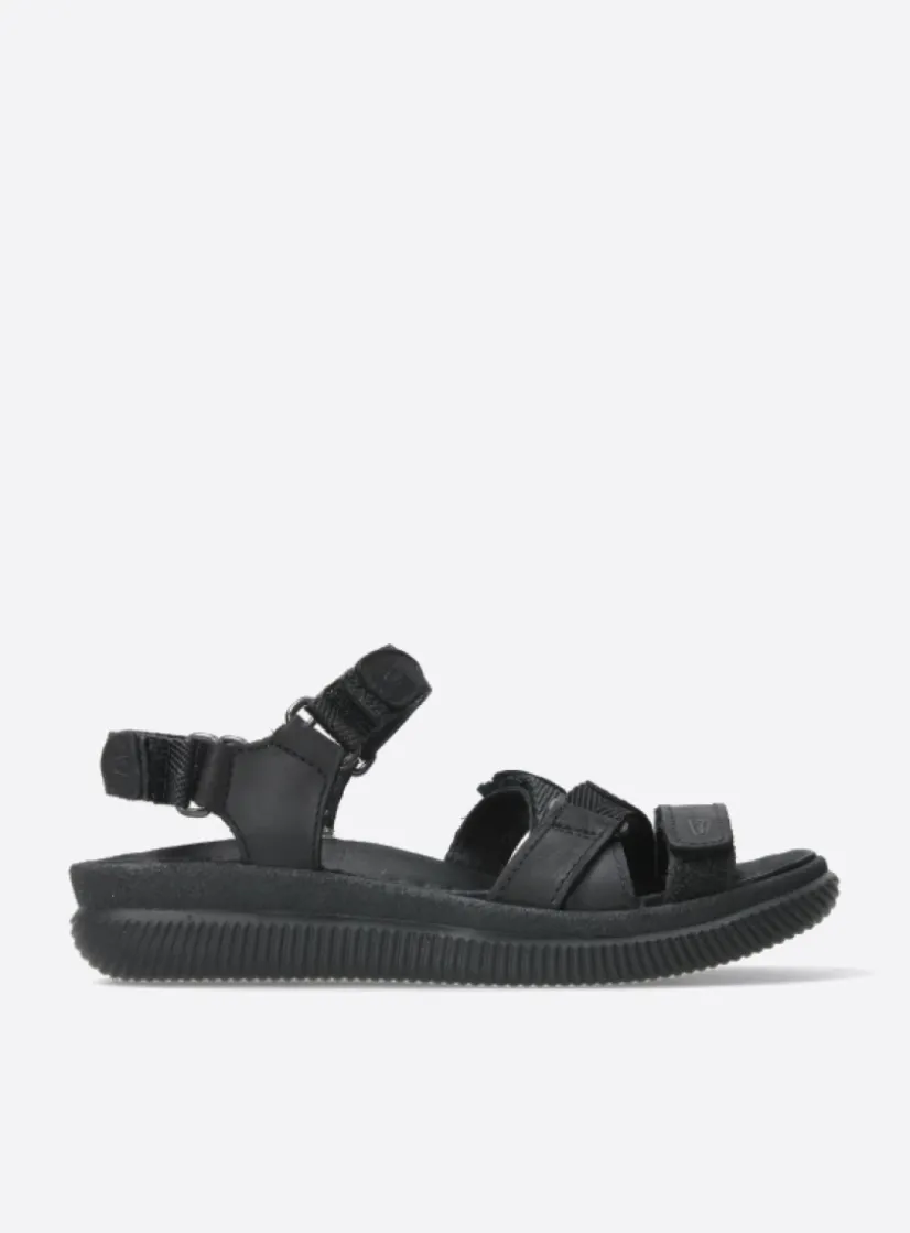 Wolky Action Lady - zwart gevet leer<DAMES Sandalen