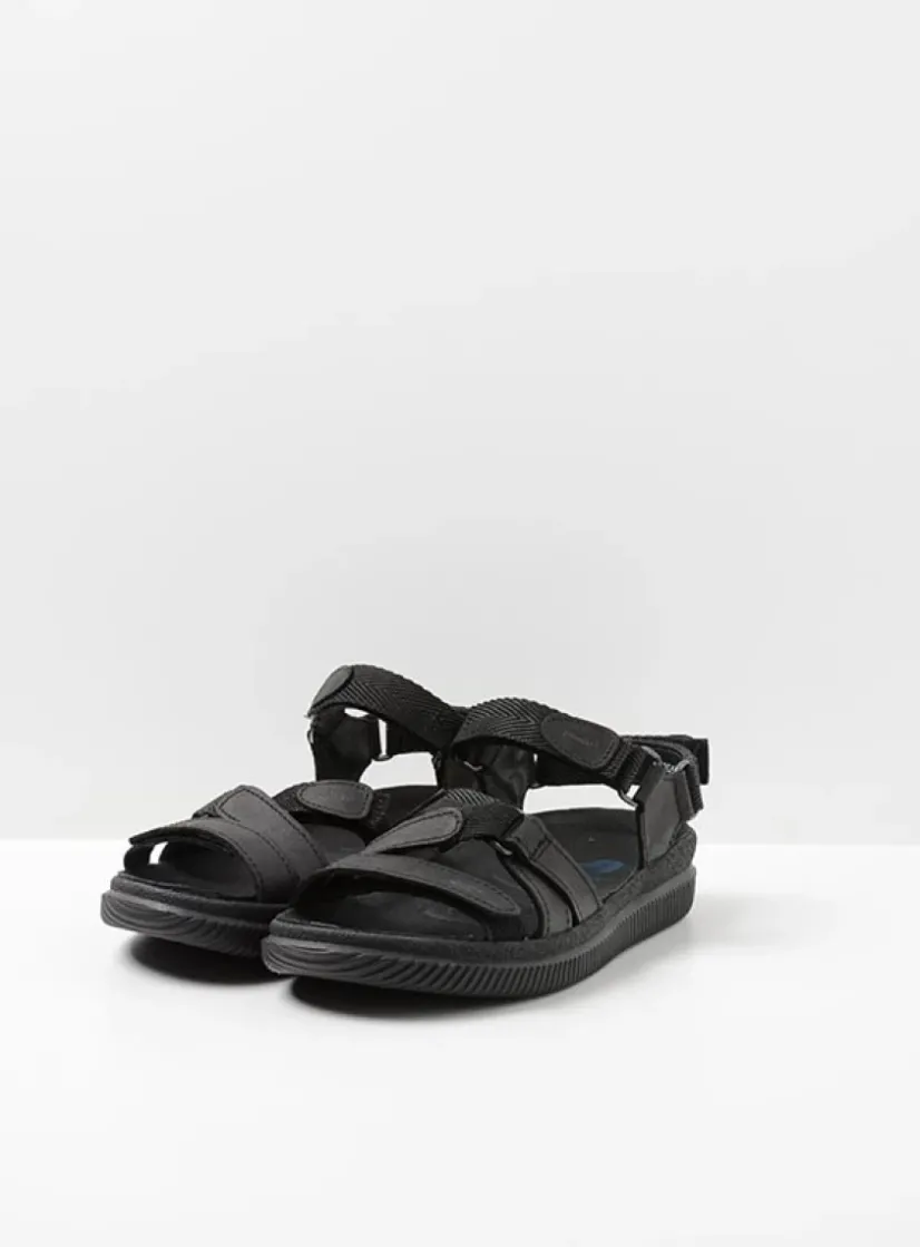 Wolky Action Lady - zwart gevet leer<DAMES Sandalen