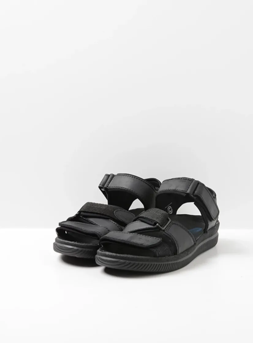 Wolky Active Men - zwart gevet leer<Heren Sandalen Voor Heren