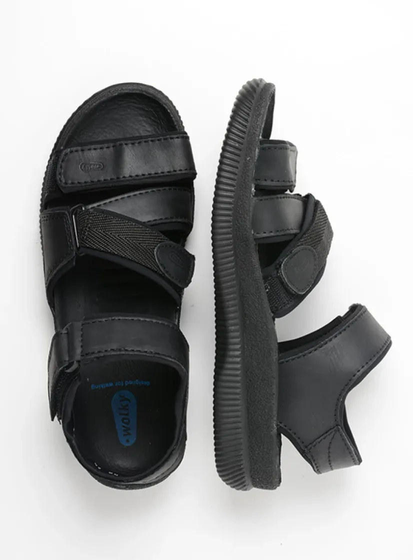 Wolky Active Men - zwart gevet leer<Heren Sandalen Voor Heren