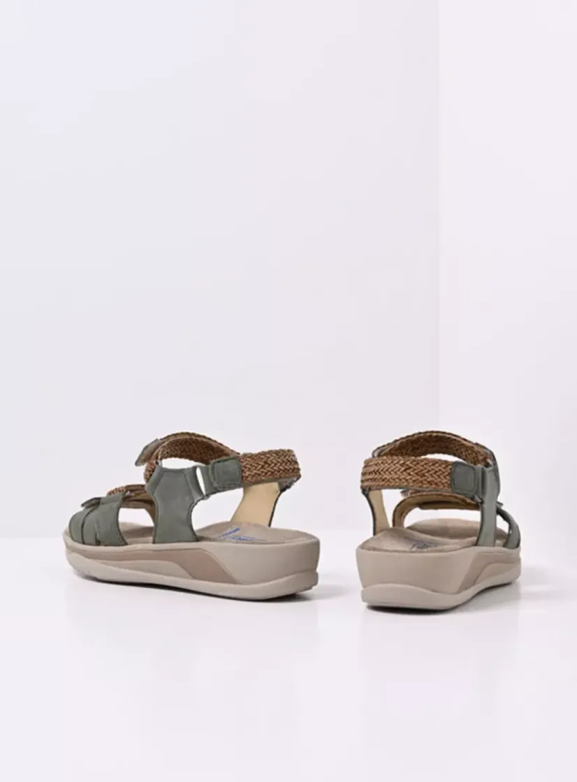 Wolky Acula - saliegroen nubuck<DAMES Sandalen