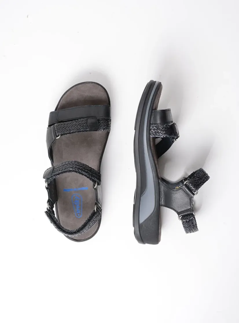 Wolky Acula - zwart leer<DAMES Sandalen