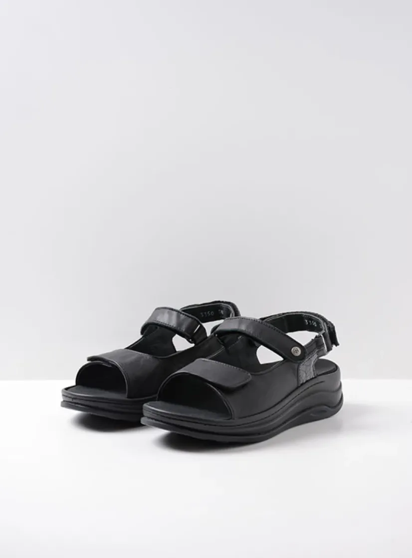 Wolky Adura - zwart leer<DAMES Sandalen