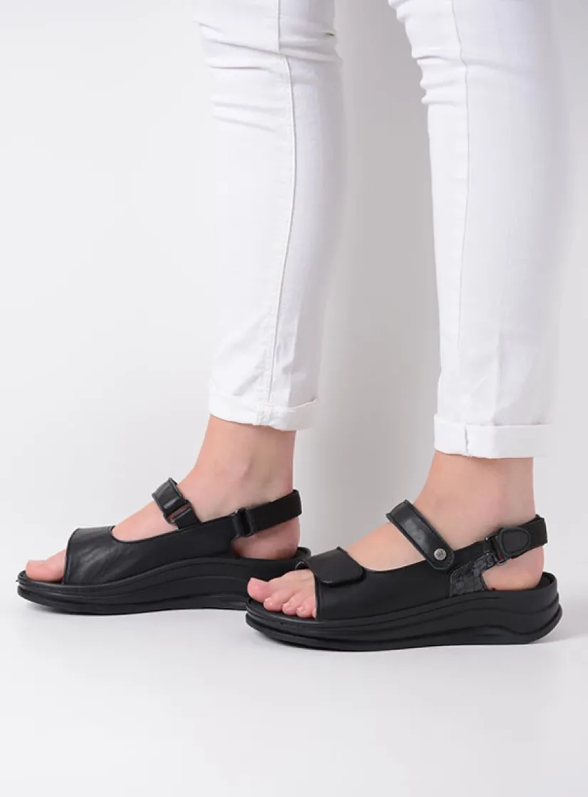 Wolky Adura - zwart leer<DAMES Sandalen