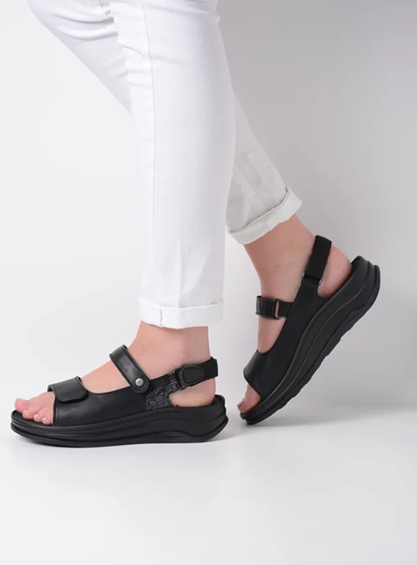 Wolky Adura - zwart leer<DAMES Sandalen