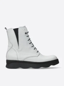 Wolky Akita - winterwit leer<DAMES Veterlaarzen|Herfst/Winter