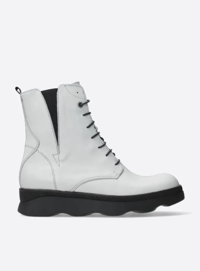 Wolky Akita - winterwit leer<DAMES Veterlaarzen|Herfst/Winter