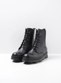 Wolky Akita - zwart leer<DAMES Veterlaarzen|Herfst/Winter