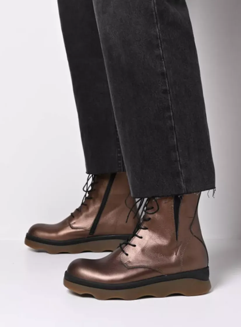 Wolky Akita HV - brons leer<DAMES Veterlaarzen|Herfst/Winter