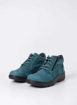 Wolky Annemarie XW - petrol nubuck<DAMES Hoge Veterschoenen|Wandelschoenen