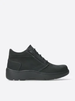 Wolky Annemarie XW - zwart nubuck<DAMES Wandelschoenen|Hoge Veterschoenen