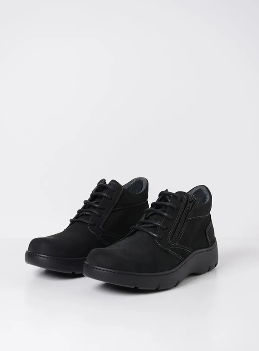 Wolky Annemarie XW - zwart nubuck<DAMES Wandelschoenen|Hoge Veterschoenen
