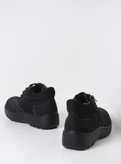 Wolky Annemarie XW - zwart nubuck<DAMES Wandelschoenen|Hoge Veterschoenen
