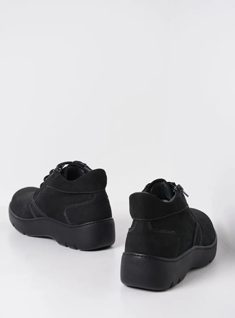 Wolky Annemarie XW - zwart nubuck<DAMES Wandelschoenen|Hoge Veterschoenen