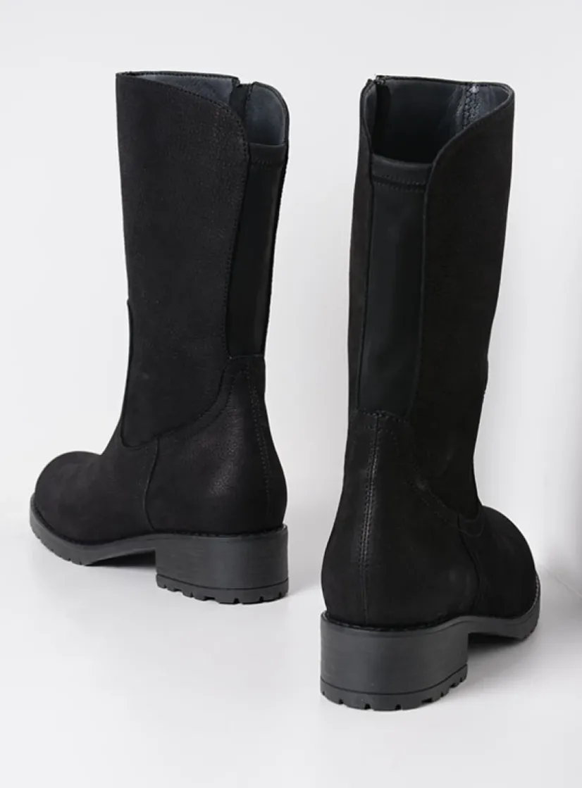 Wolky Ansina F2F - zwart nubuck<DAMES Halfhoge Laarzen|Herfst/Winter