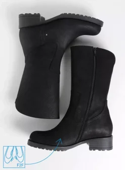 Wolky Ansina F2F - zwart nubuck<DAMES Halfhoge Laarzen|Herfst/Winter