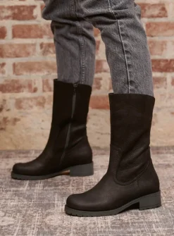 Wolky Ansina F2F - zwart nubuck<DAMES Halfhoge Laarzen|Herfst/Winter