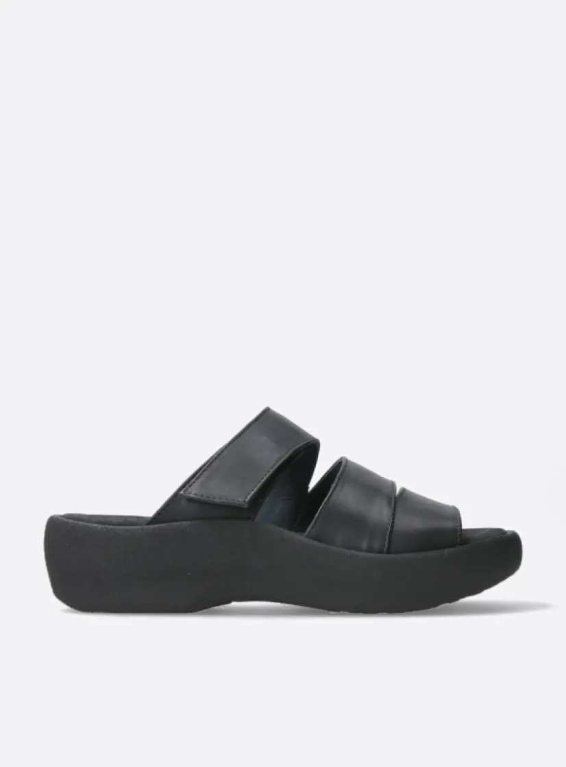 Wolky Aporia - zwart leer<DAMES Slippers