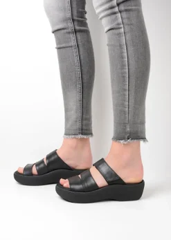 Wolky Aporia - zwart leer<DAMES Slippers