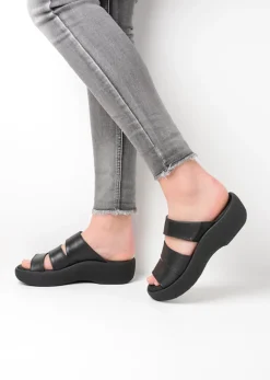 Wolky Aporia - zwart leer<DAMES Slippers