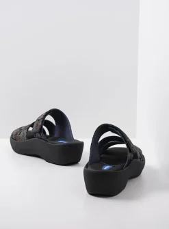 Wolky Aporia - zwart/blauw suede<DAMES Slippers