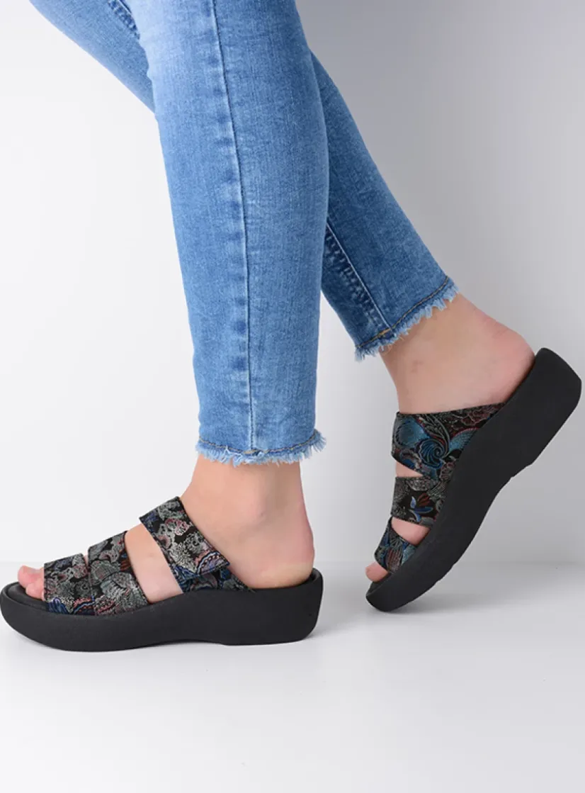 Wolky Aporia - zwart/blauw suede<DAMES Slippers