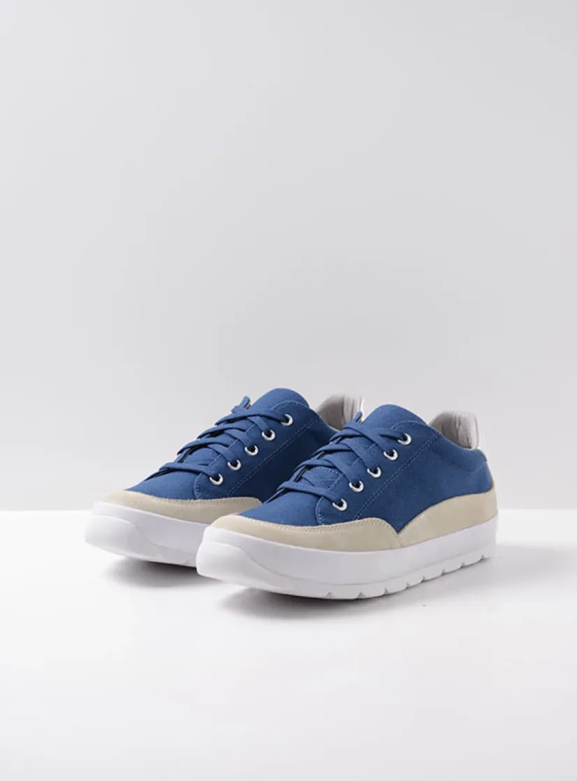 Wolky Babati - blauw canvas/suede<DAMES Lage Veterschoenen|Sneakers