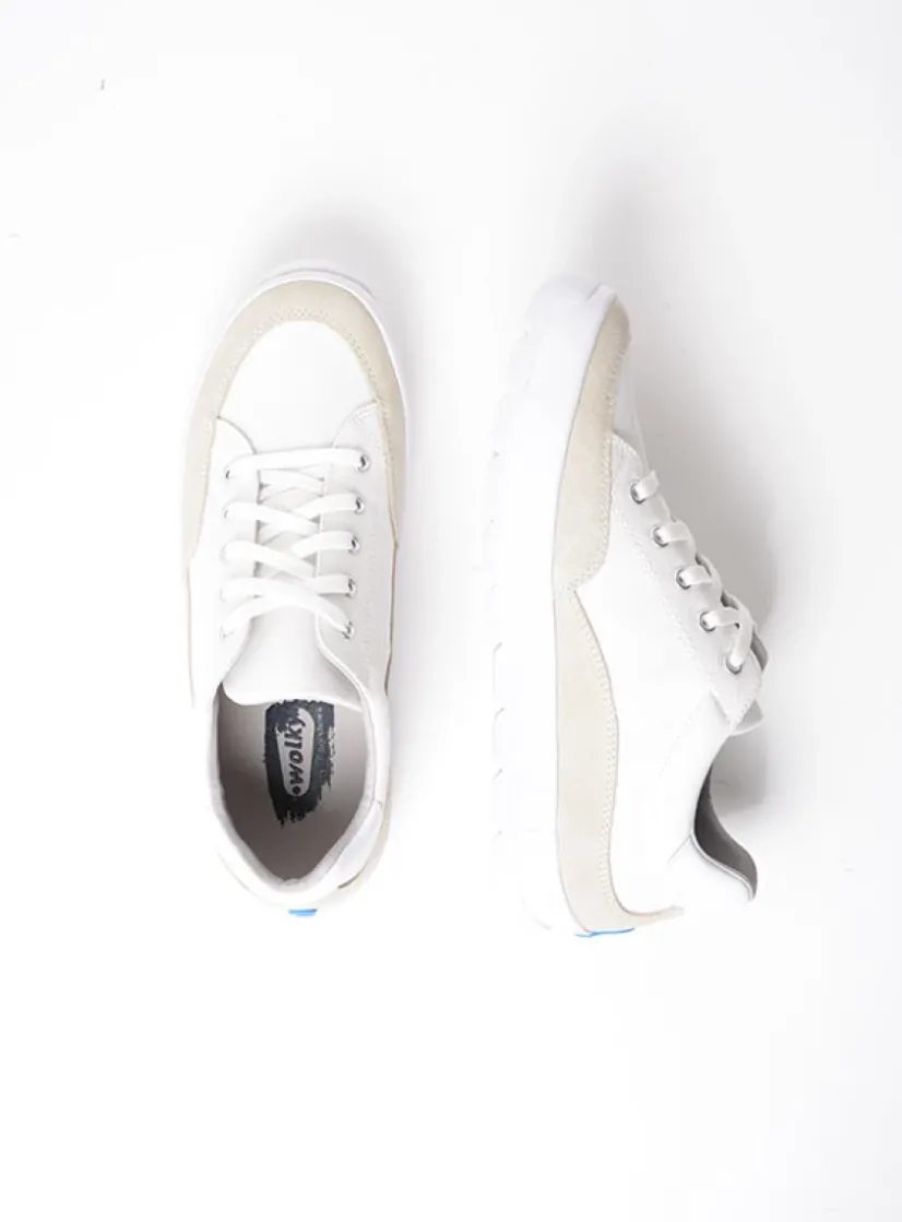 Wolky Babati - ijswit canvas/suede<DAMES Lage Veterschoenen|Sneakers