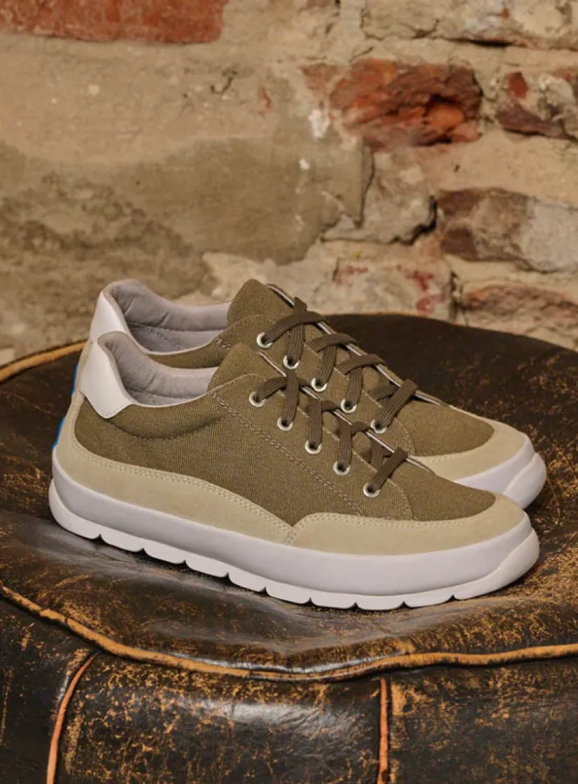 Wolky Babati - kaki canvas/suede<DAMES Lage Veterschoenen|Sneakers