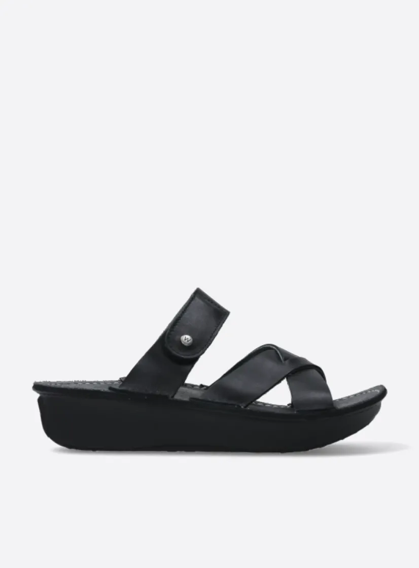 Wolky Barbados - zwart leer<DAMES Slippers