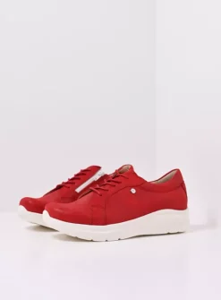 Wolky Blitz - rood effectleer<DAMES Lage Veterschoenen|Sneakers