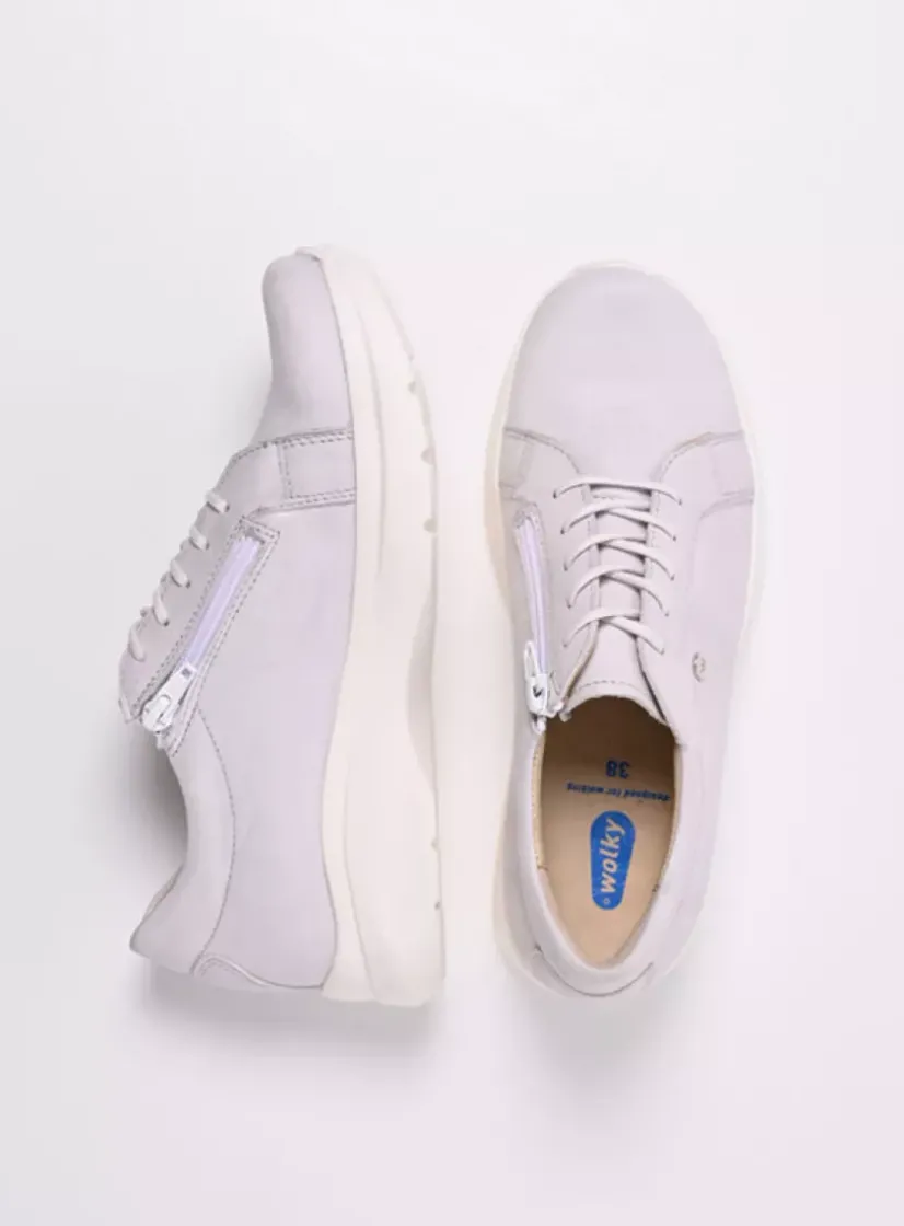 Wolky Blitz - wit effectleer<DAMES Lage Veterschoenen|Sneakers