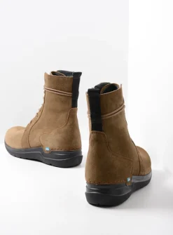 Wolky Bluff - donker taupe suede<DAMES Hoge Veterschoenen|Veterlaarzen