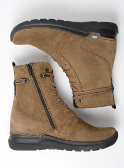 Wolky Bluff - donker taupe suede<DAMES Hoge Veterschoenen|Veterlaarzen