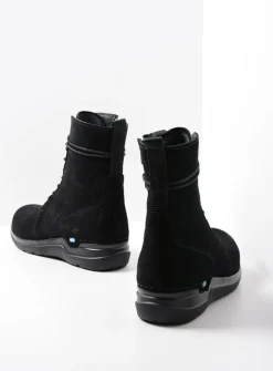Wolky Bluff - zwart suede<DAMES Hoge Veterschoenen|Veterlaarzen