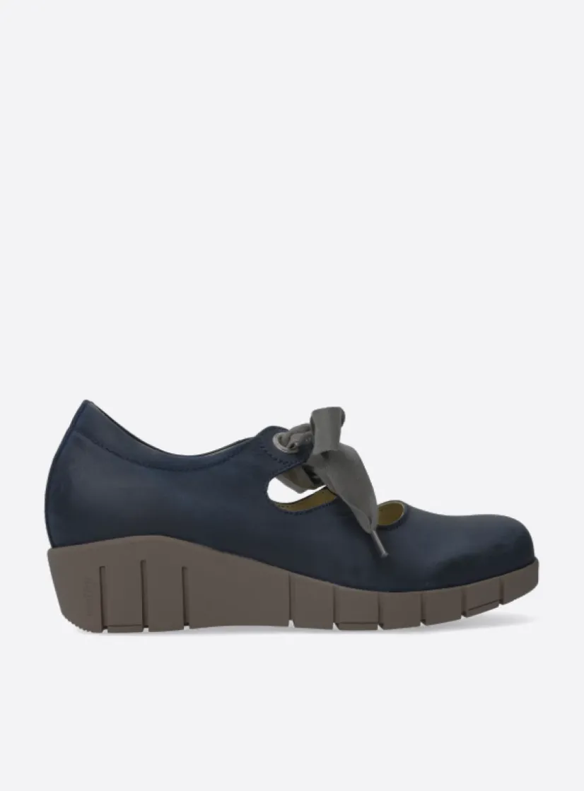 Wolky Boston - blauw zomer nubuck<DAMES Lage Veterschoenen|Herfst/Winter