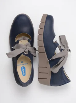 Wolky Boston - blauw zomer nubuck<DAMES Lage Veterschoenen|Herfst/Winter
