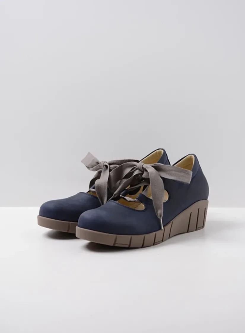 Wolky Boston - blauw zomer nubuck<DAMES Lage Veterschoenen|Herfst/Winter