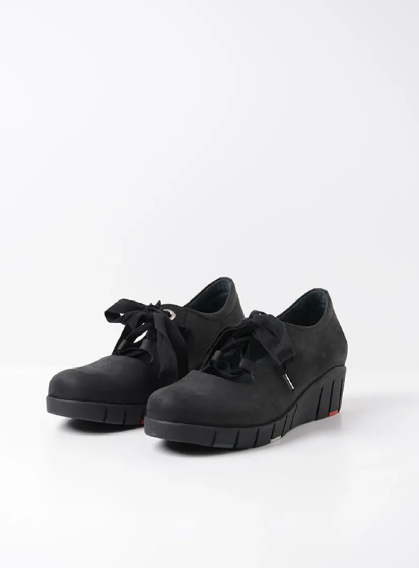 Wolky Boston - zwart nubuck<DAMES Lage Veterschoenen|Herfst/Winter