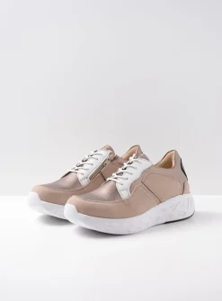 Wolky Bounce - safari/brons combi leer<DAMES Lage Veterschoenen|Wandelschoenen