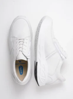 Wolky Bounce - wit leer<DAMES Lage Veterschoenen|Wandelschoenen