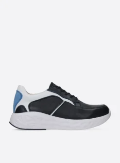 Wolky Bounce - wit/blauw combi leer<DAMES Lage Veterschoenen|Wandelschoenen