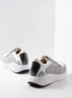 Wolky Bounce - wit/grijs combi leer<DAMES Lage Veterschoenen|Wandelschoenen
