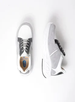 Wolky Bounce - wit/grijs combi leer<DAMES Lage Veterschoenen|Wandelschoenen