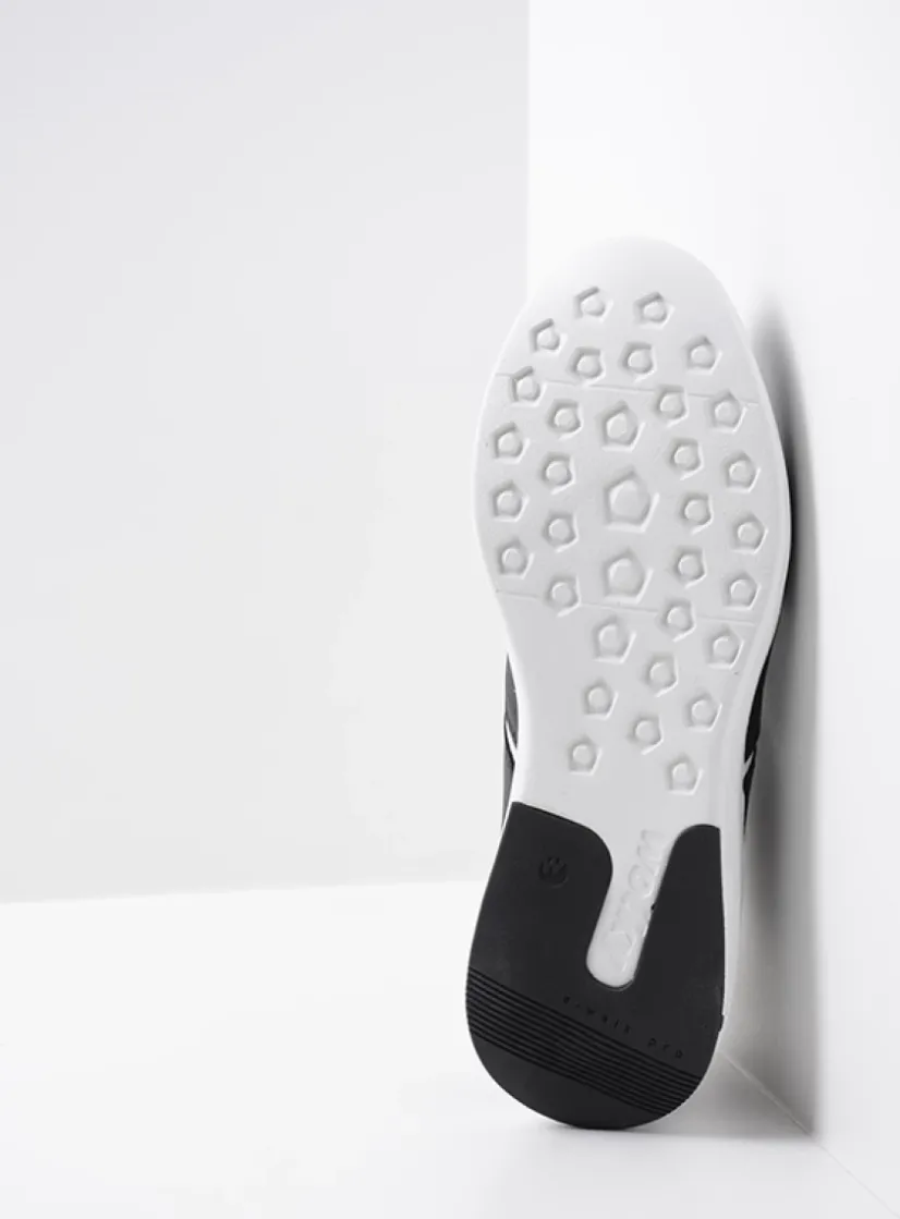 Wolky Bounce - zwart/wit leer<DAMES Lage Veterschoenen|Wandelschoenen