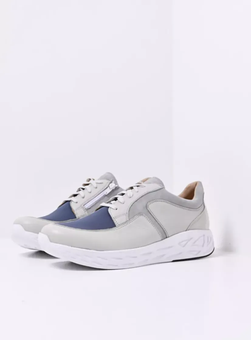 Wolky Bounce Men S2F - gebroken wit/jeans combi stretch leer<Heren Veterschoenen Heren|Sneakers Heren