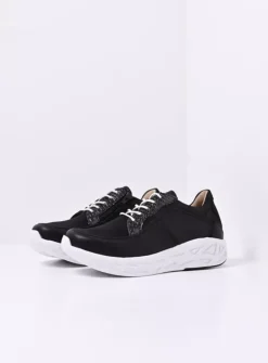Wolky Bounce S2F - zwart/wit combi stretch leer<DAMES Wandelschoenen|Sneakers
