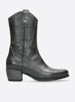 Wolky Caprock - antraciet leer<DAMES Halfhoge Laarzen|Cowboylaarzen