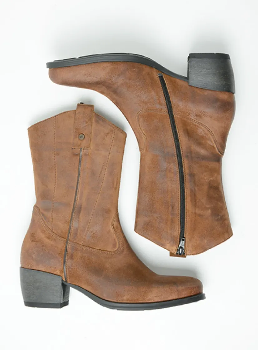 Wolky Caprock - cognac suede<DAMES Halfhoge Laarzen|Cowboylaarzen