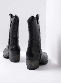 Wolky Caprock - zwart leer<DAMES Halfhoge Laarzen|Cowboylaarzen